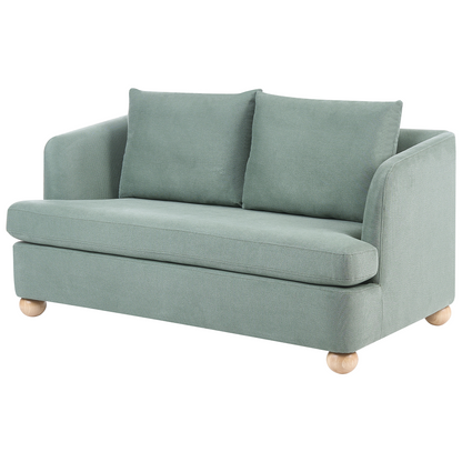 Astra Living Light Green 6 Seater Sofa Set With Round Wooden Legs