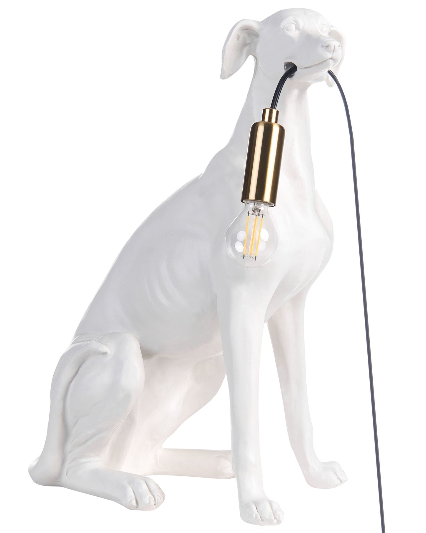 Greyhound Table Lamp White Polyresin Animal Shape