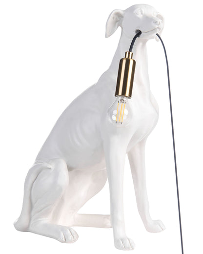 Greyhound Table Lamp White Polyresin Animal Shape