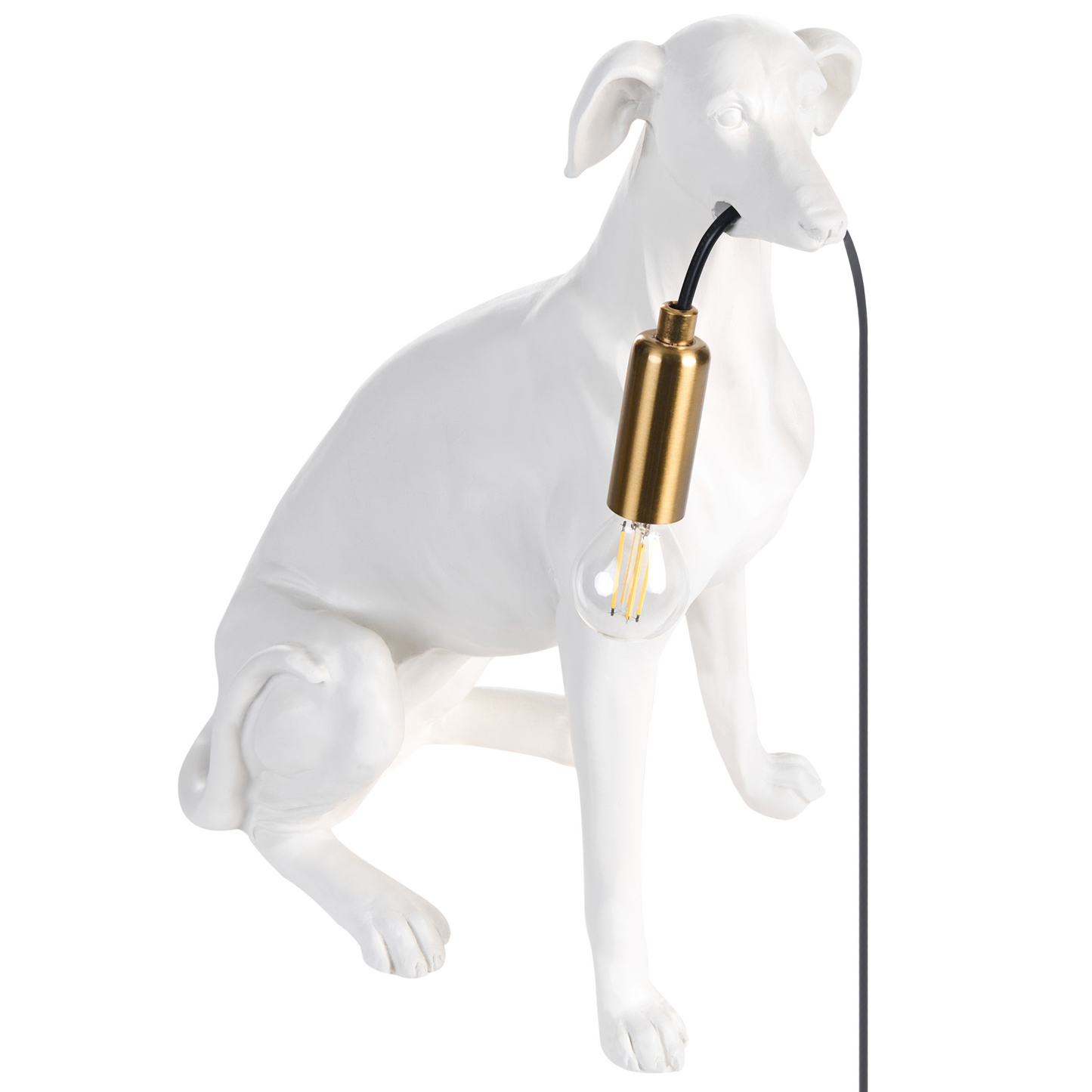 Greyhound Table Lamp White Polyresin Animal Shape