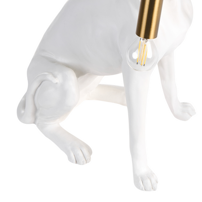 Greyhound Table Lamp White Polyresin Animal Shape