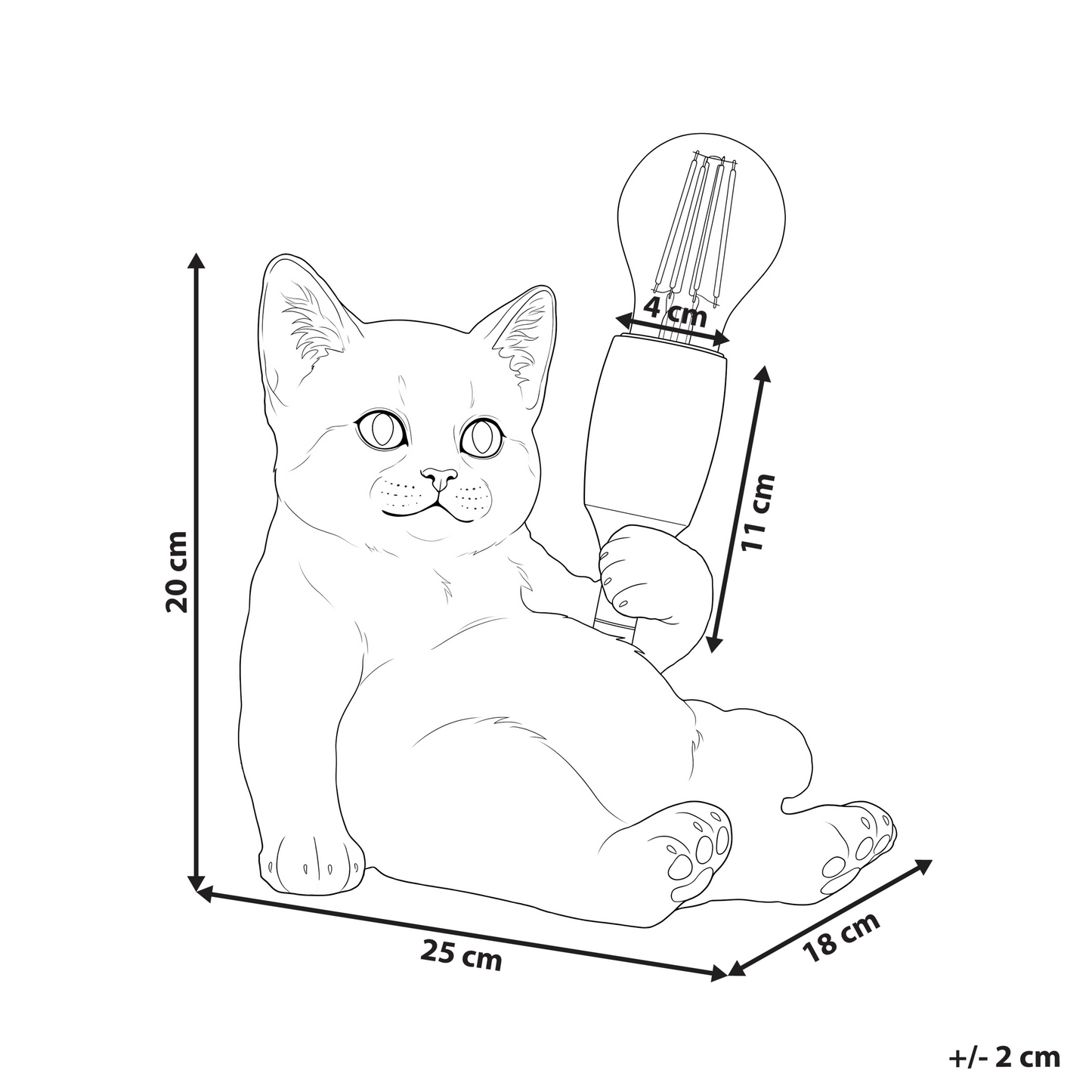 Table Lamp Gold Polyresin Kitten Shape Bedside Light