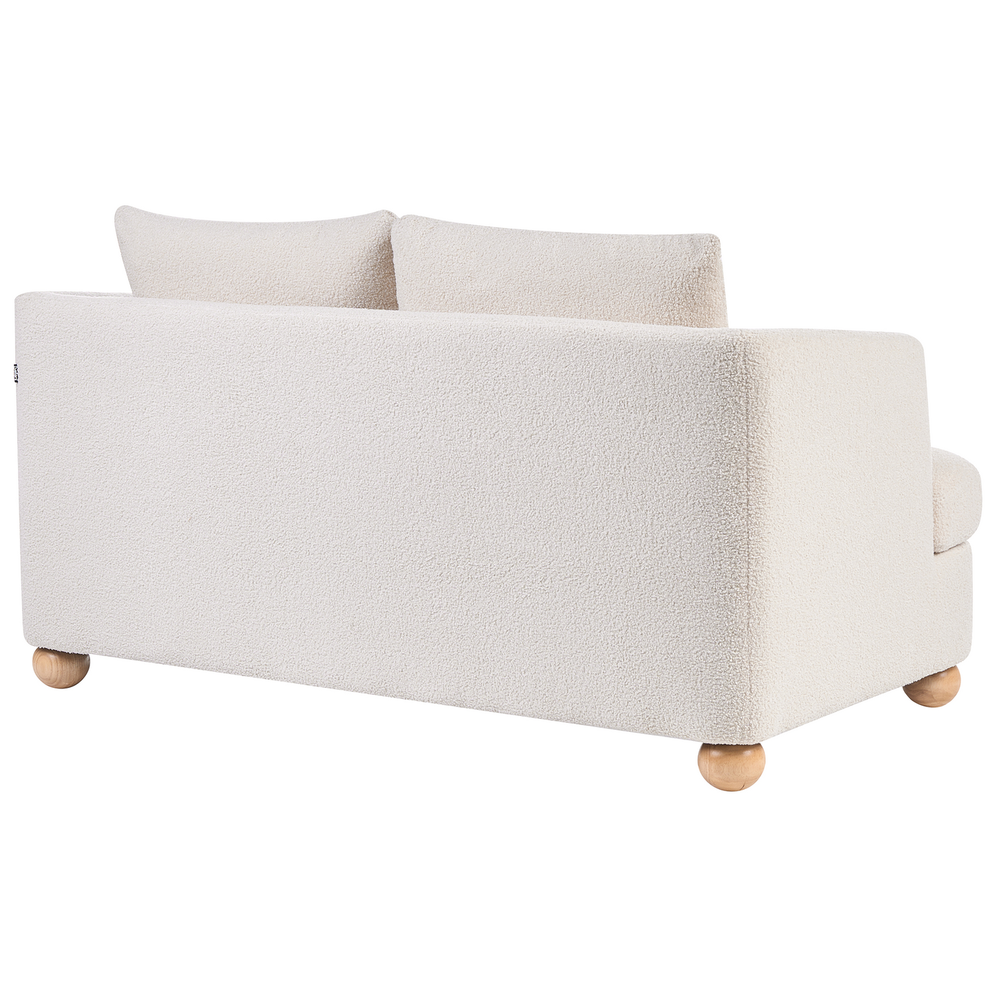 6 Seater Living Room Set Off White Boucle Upholstery With Round Wooden Legs