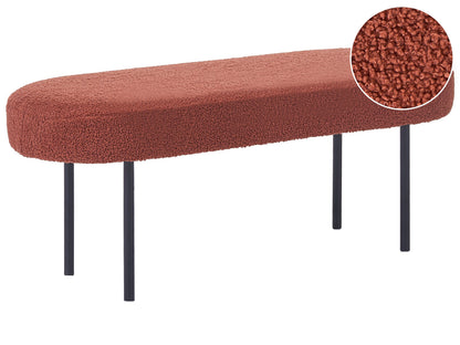 Golden Brown Boucle Bench With Metal Legs Oval Seat Cottage Retro Living Room