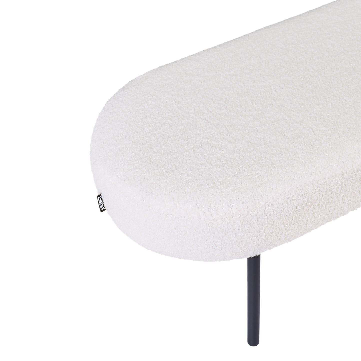 Bench Off-White Boucle Oval Seat With Metal Legs