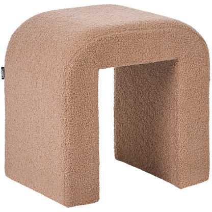 Boucle U-Shape Pouffe Ottoman Light Brown For Modern Living