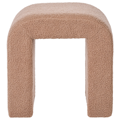 Boucle U-Shape Pouffe Ottoman Light Brown For Modern Living