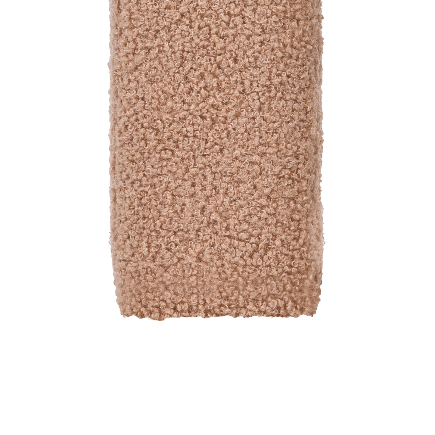 Boucle U-Shape Pouffe Ottoman Light Brown For Modern Living