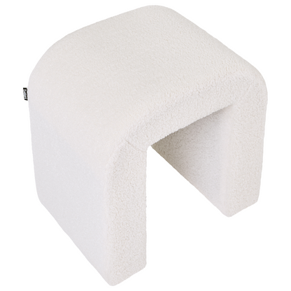Elegant Off White Boucle U Shaped Pouffe Ottoman