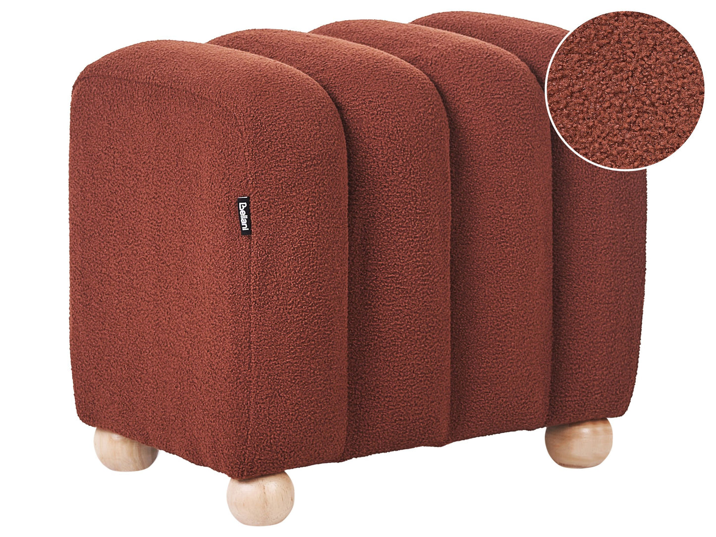 Boucle Teddy Pouffe Golden Brown With Wooden Legs