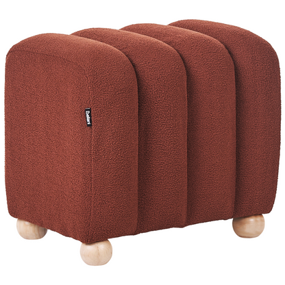 Boucle Teddy Pouffe Golden Brown With Wooden Legs