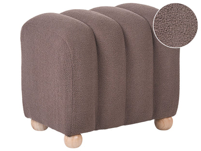 Pouffe Brown Boucle Teddy Ottoman With Wooden Legs