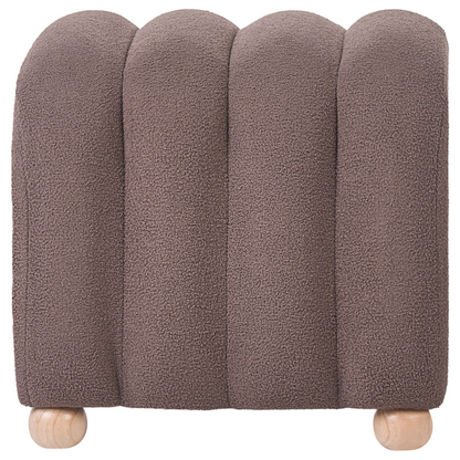 Pouffe Brown Boucle Teddy Ottoman With Wooden Legs