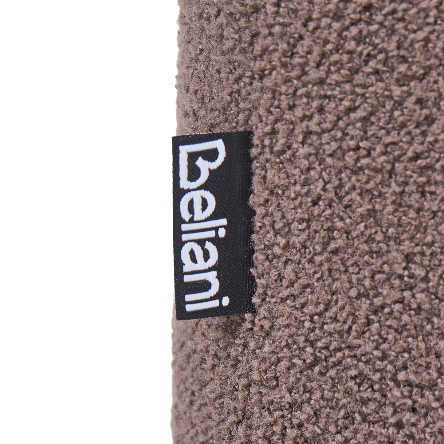 Pouffe Brown Boucle Teddy Ottoman With Wooden Legs