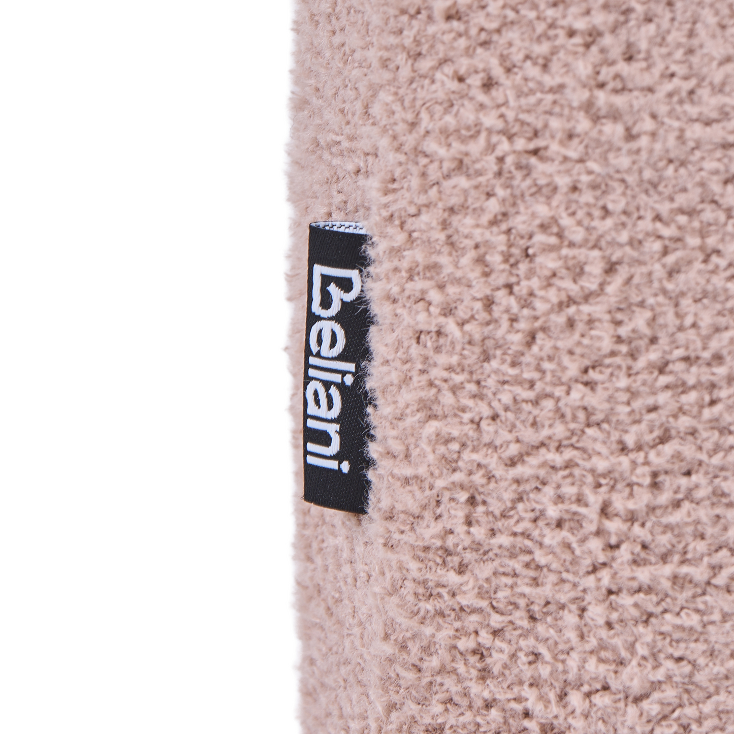 Pouffe Beige Boucle Ottoman With Wooden Legs