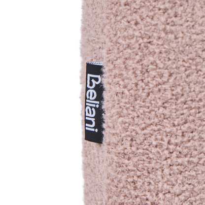 Pouffe Beige Boucle Ottoman With Wooden Legs