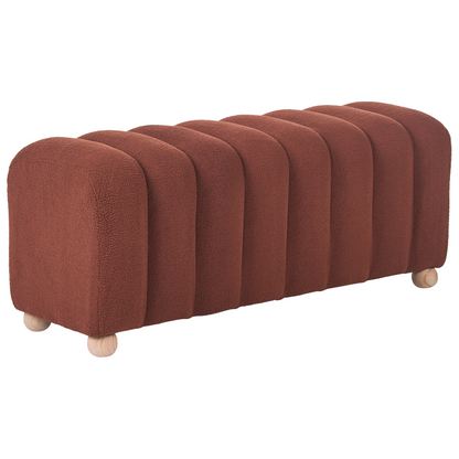 Bed Bench Golden Brown Boucle With Wooden Legs