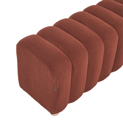 Bed Bench Golden Brown Boucle With Wooden Legs