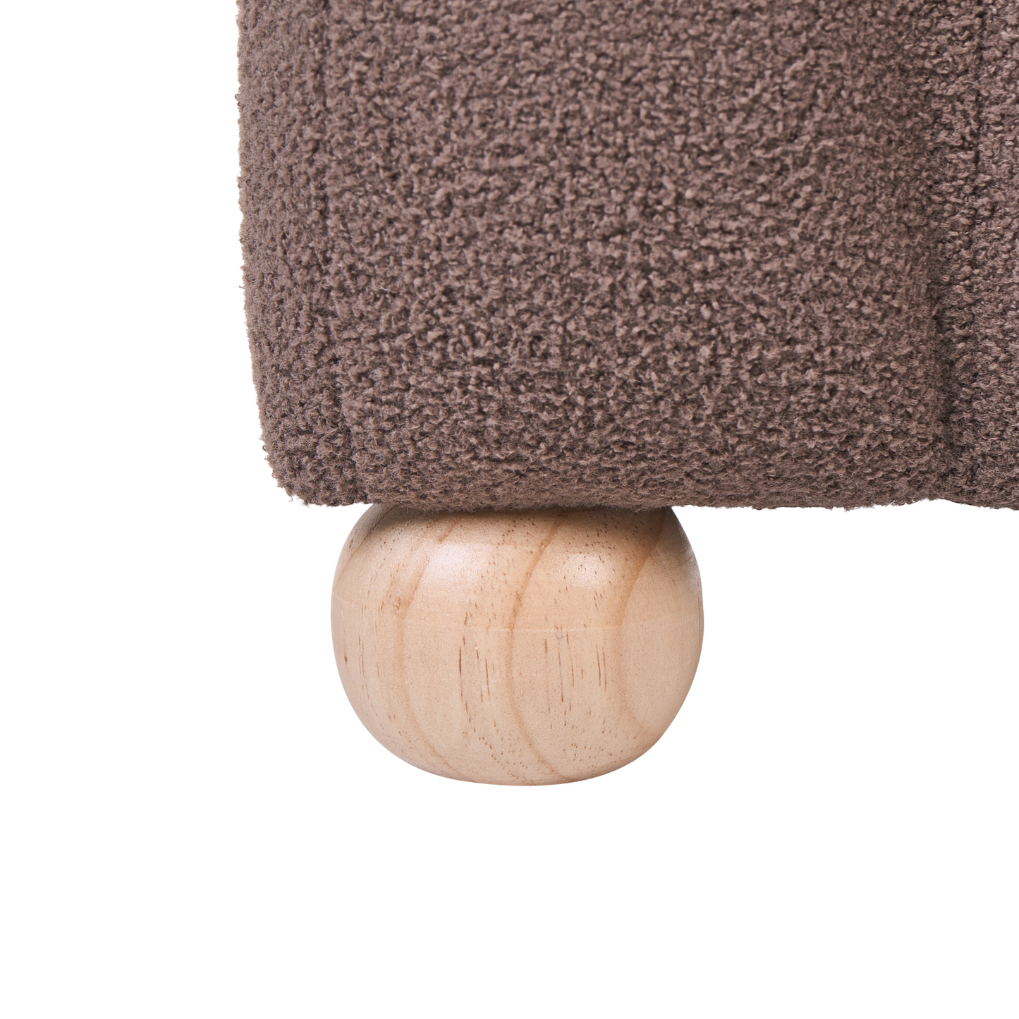 Bed Bench Brown Boucle Upholstered With Wooden Legs
