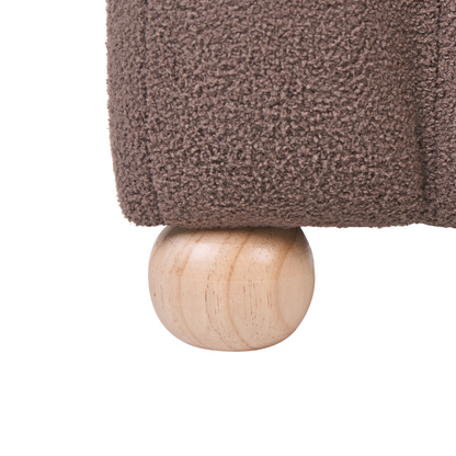 Bed Bench Brown Boucle Upholstered With Wooden Legs