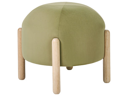 Velvet Stool Green Upholstered Pouffe Wooden Legs