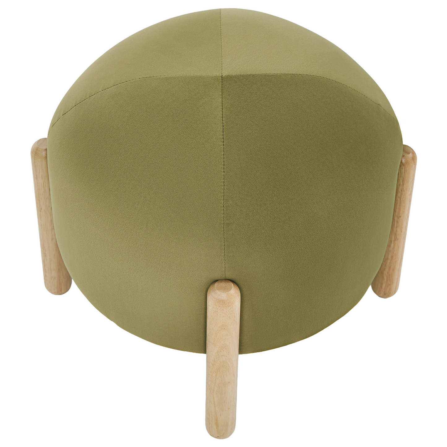 Velvet Stool Green Upholstered Pouffe Wooden Legs