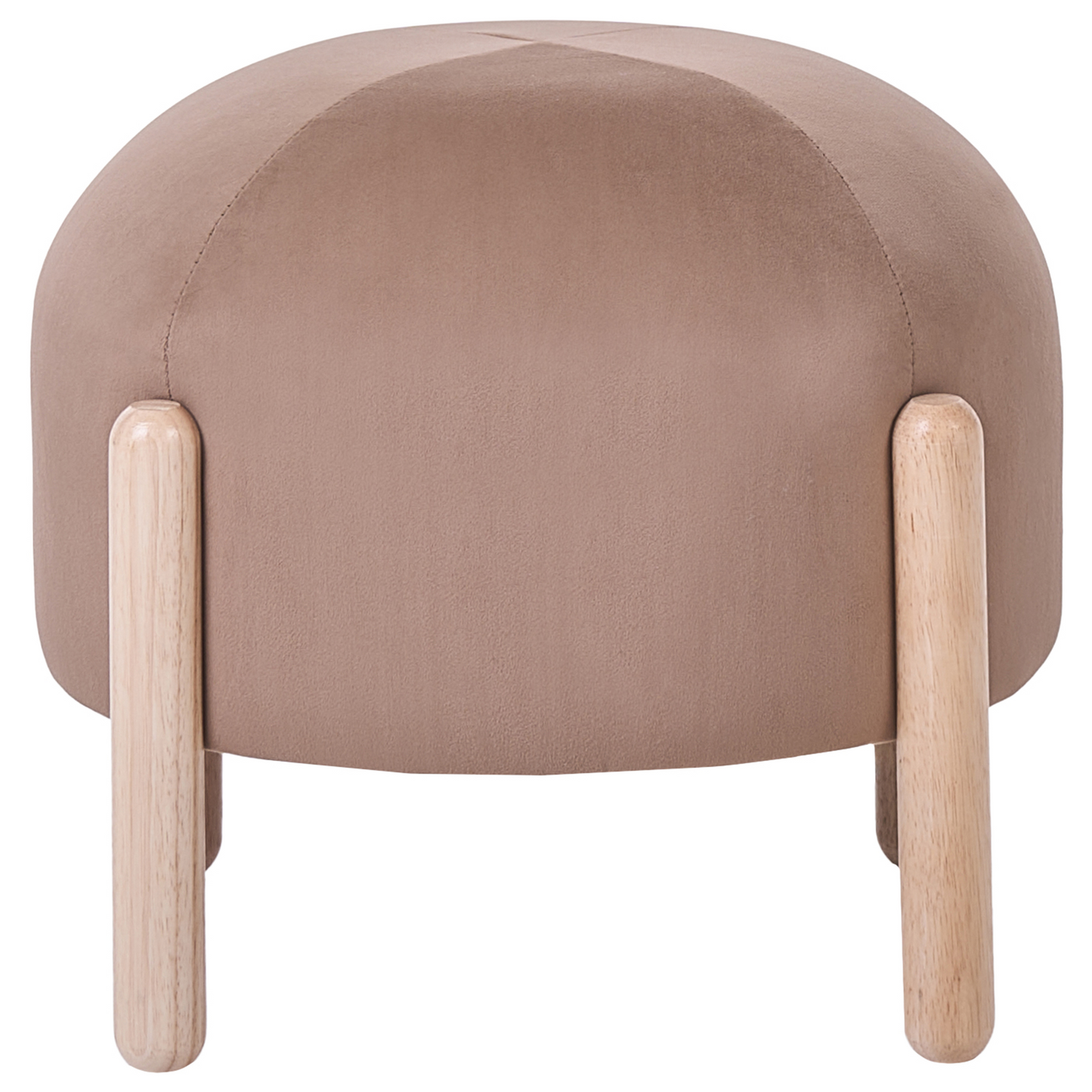 Velvet Stool Beige Pouffe With Wooden Legs Modern Design