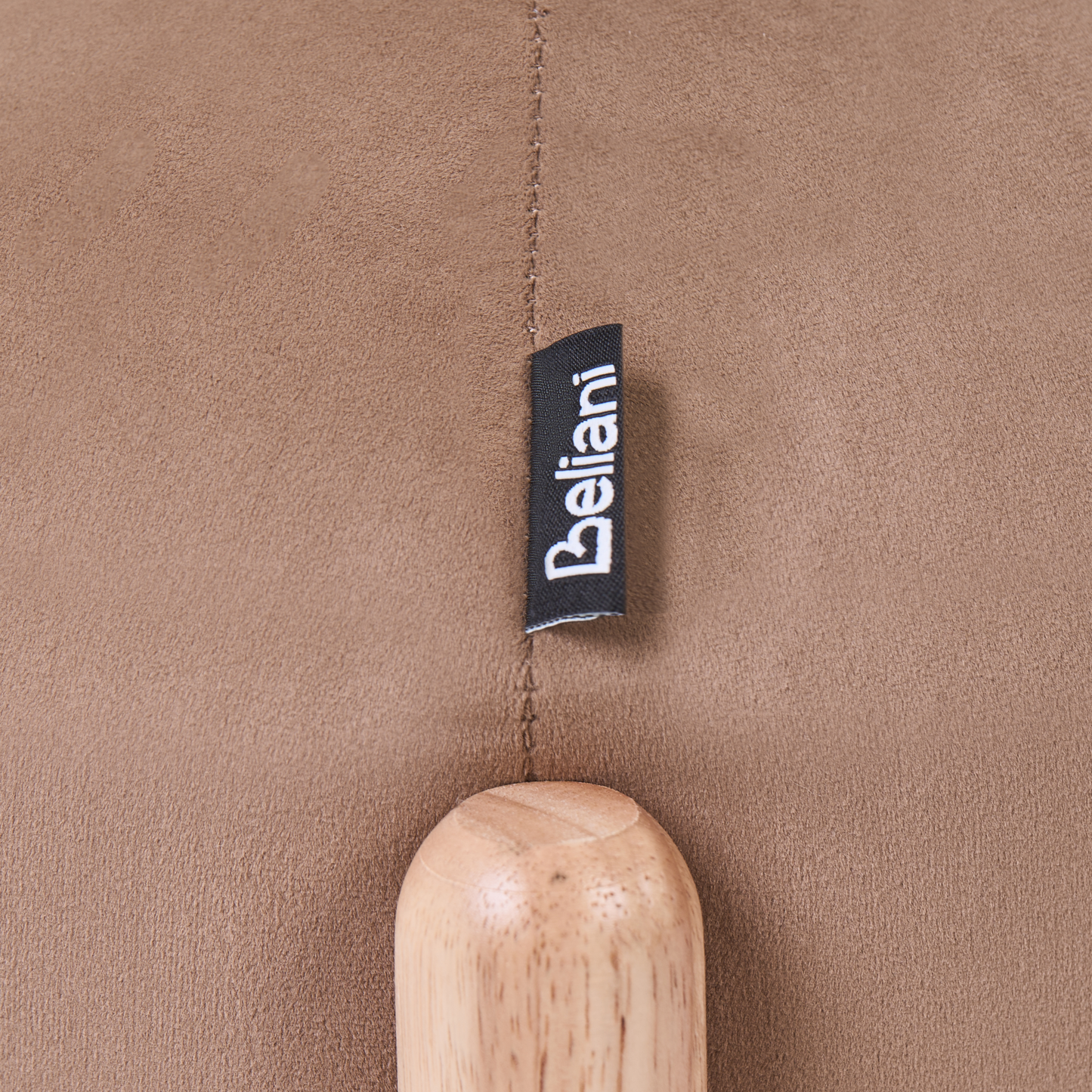 Velvet Stool Beige Pouffe With Wooden Legs Modern Design