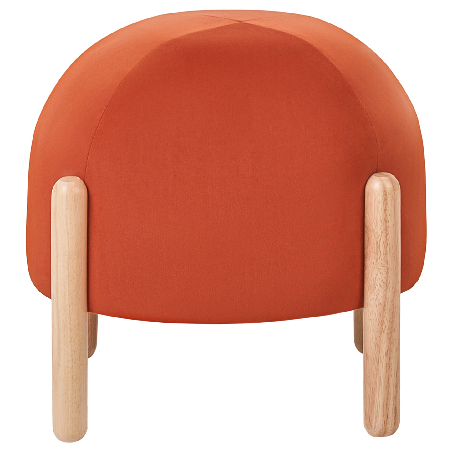 Velvet Stool Orange Round Ottoman With Wooden Legs Modern Living Room Pouffe