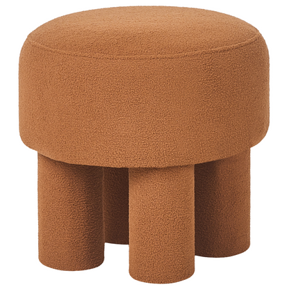 Boucle Orange Footstool Pouffe With Upholstered Legs Modern Design Living Room Ottoman