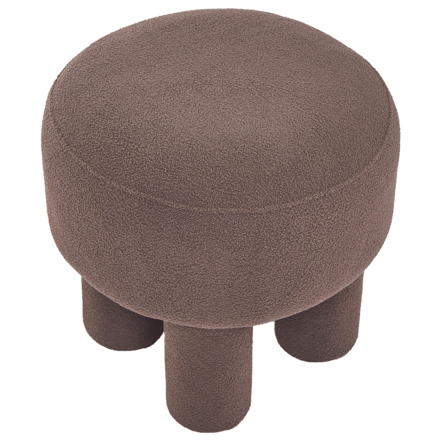 Brown Boucle Footstool Pouffe With Upholstered Legs