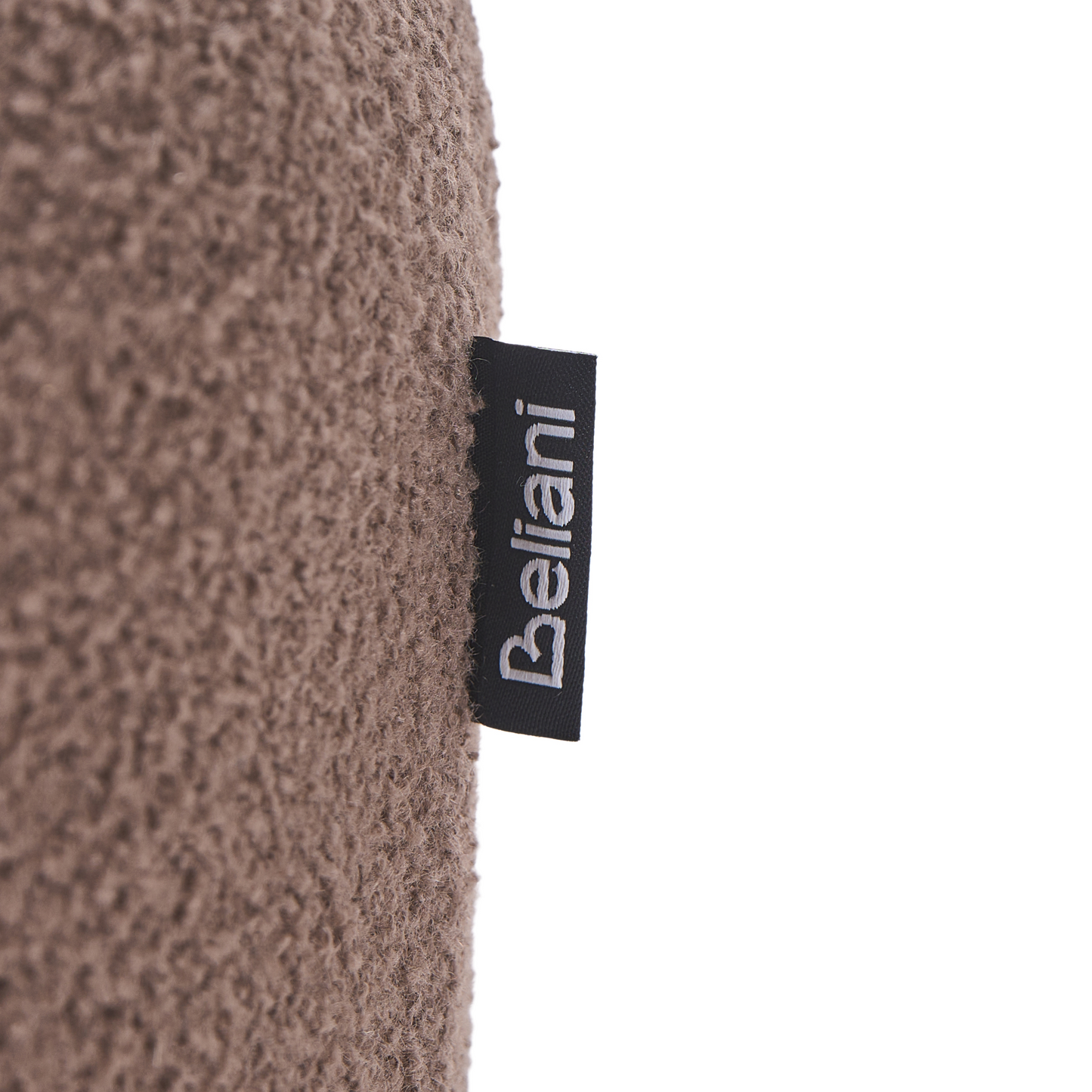 Brown Boucle Footstool Pouffe With Upholstered Legs