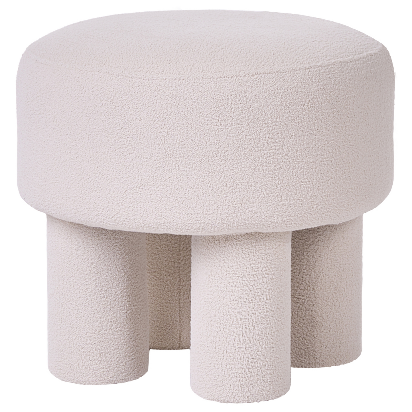 Footstool Pouffe Off White Boucle Upholstered Ottoman