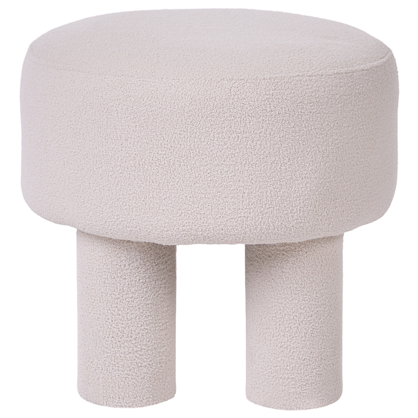 Footstool Pouffe Off White Boucle Upholstered Ottoman