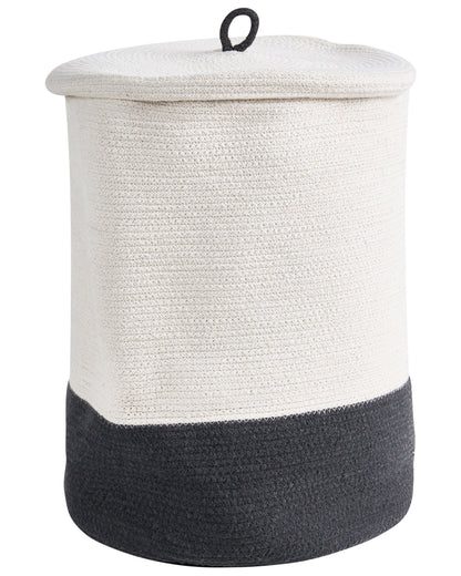 Boho Home Storage Basket Grey And White Cotton With Lid