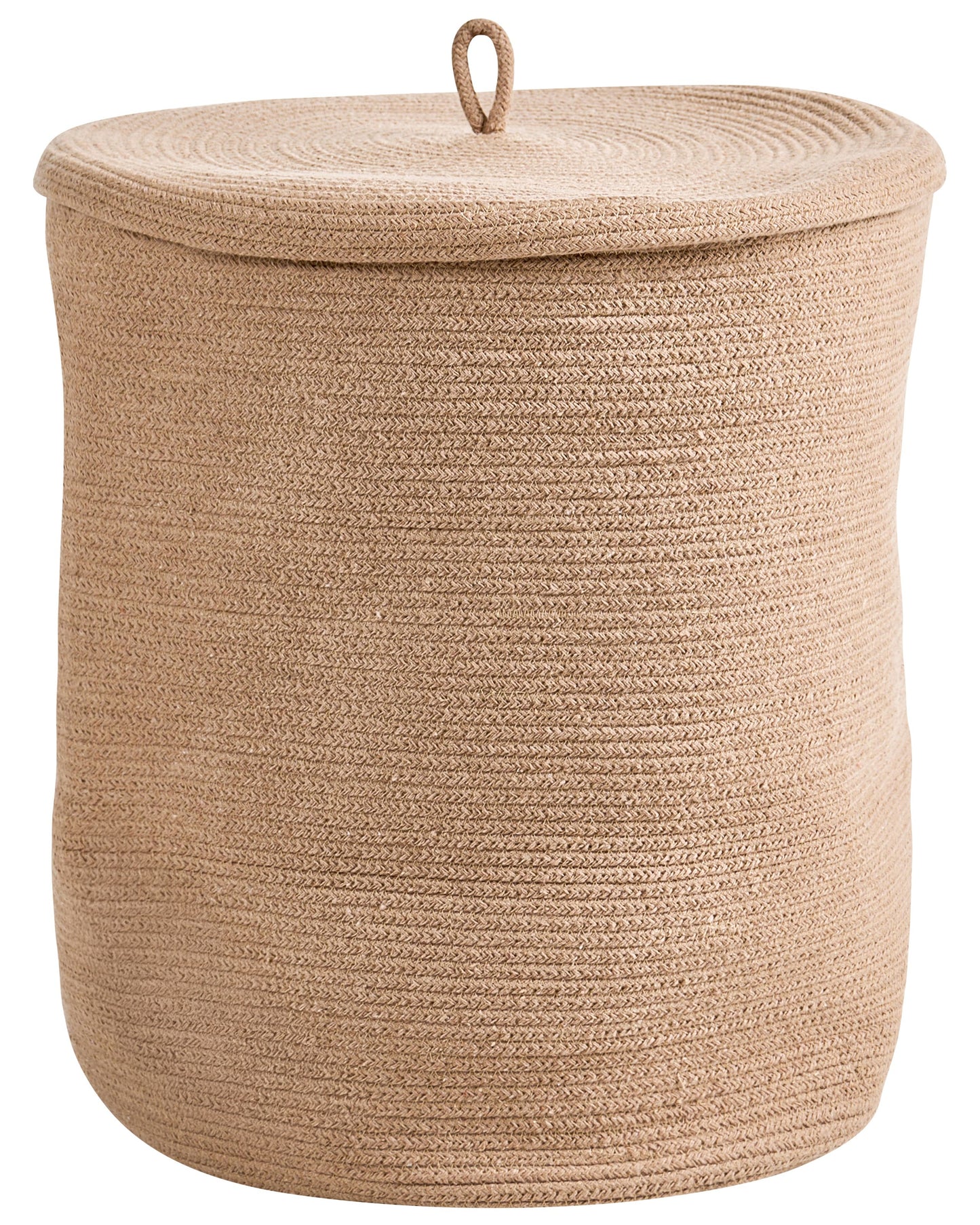 Storage Basket Beige Cotton With Lid Laundry Bin