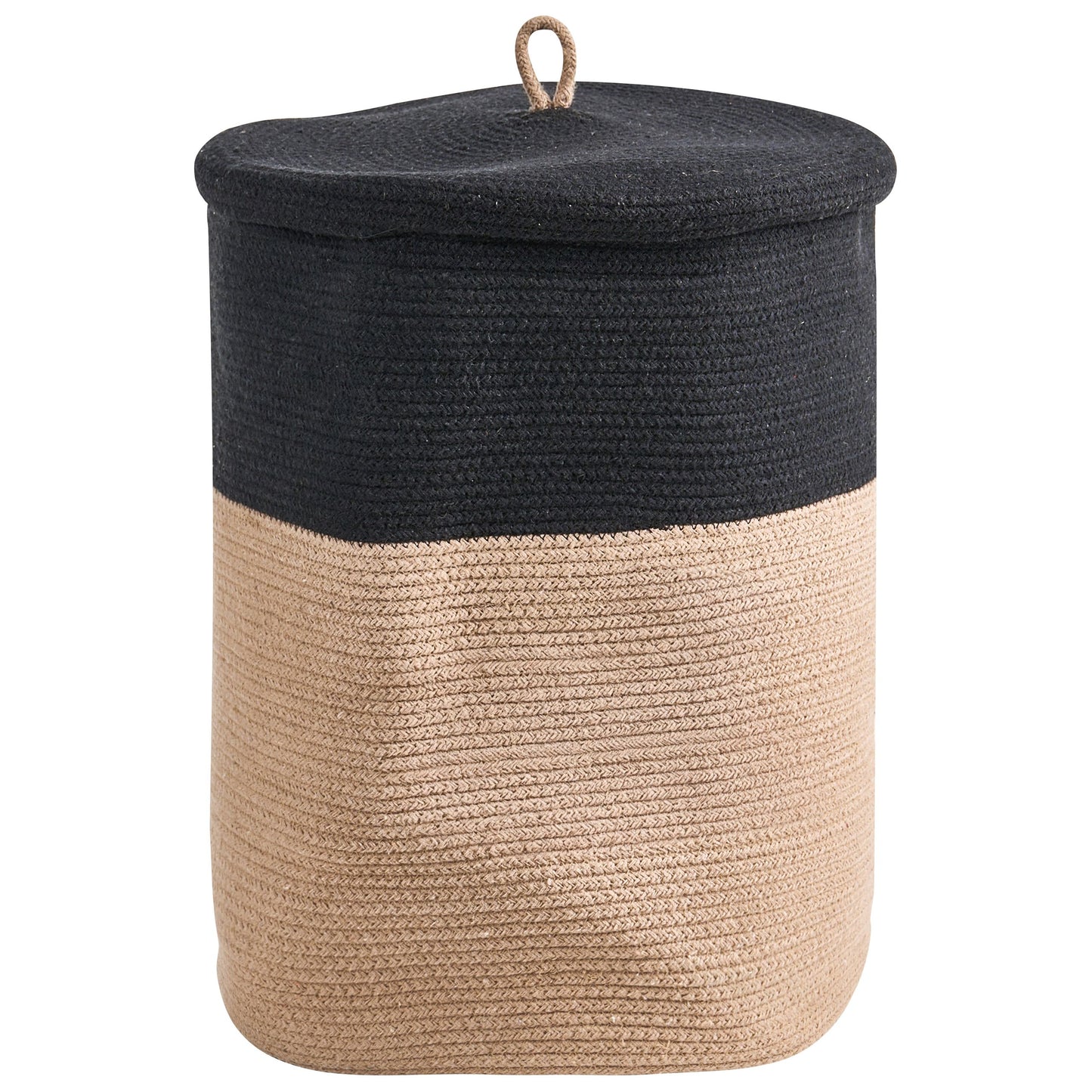 Cotton Storage Basket With Lid Black Beige