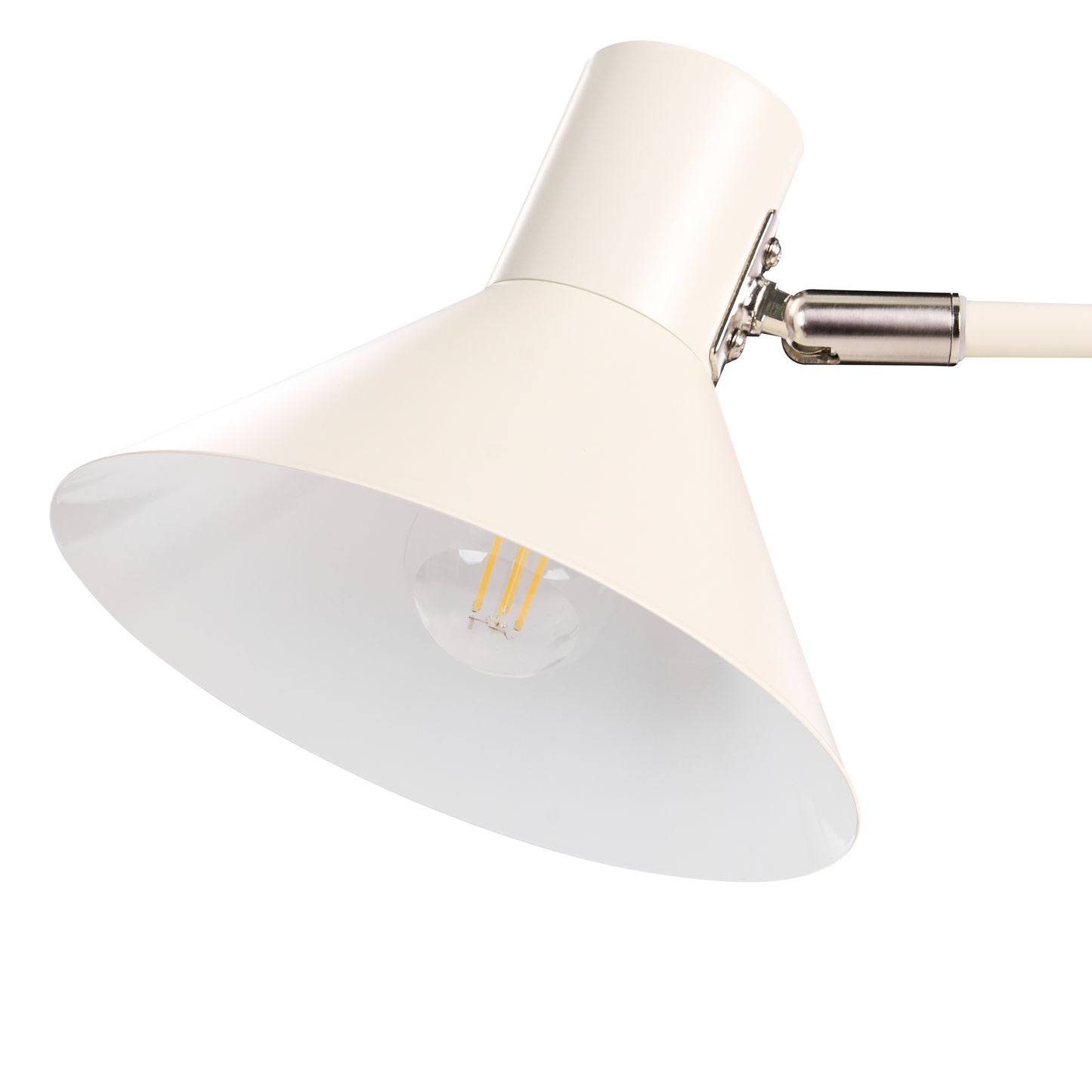 Desk Lamp Off White Metal 51cm Adjustable Cone Shade With On Off Switch For Bedroom