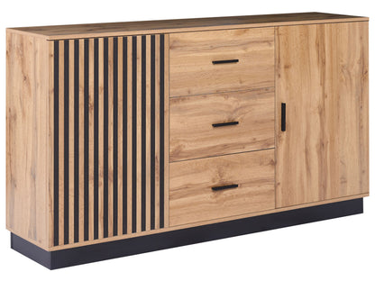NovaHome Brown MDF Sideboard With 3 Drawers And 2 Doors Melamine
