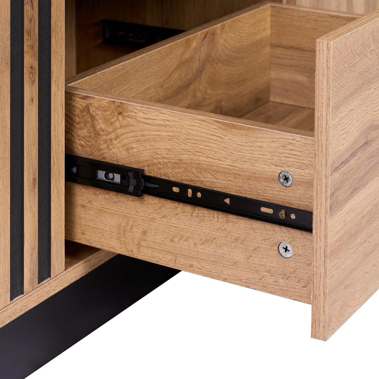 NovaHome Brown MDF Sideboard With 3 Drawers And 2 Doors Melamine