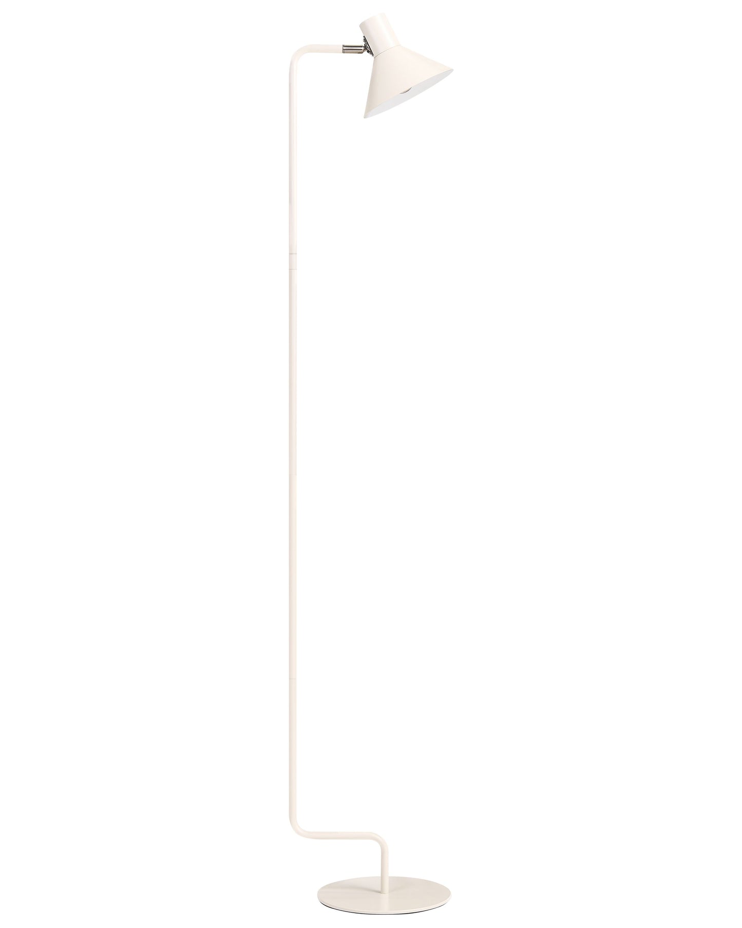 154cm Off White Metal Floor Lamp With Adjustable Cone Shade And On Off Switch