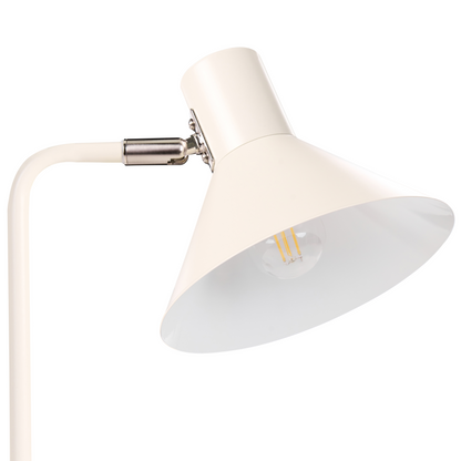 154cm Off White Metal Floor Lamp With Adjustable Cone Shade And On Off Switch
