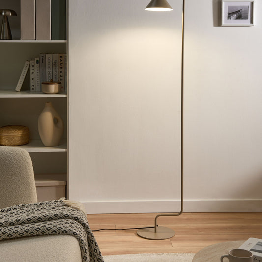 Floor Lamp Beige Metal 154cm Adjustable Cone Shade