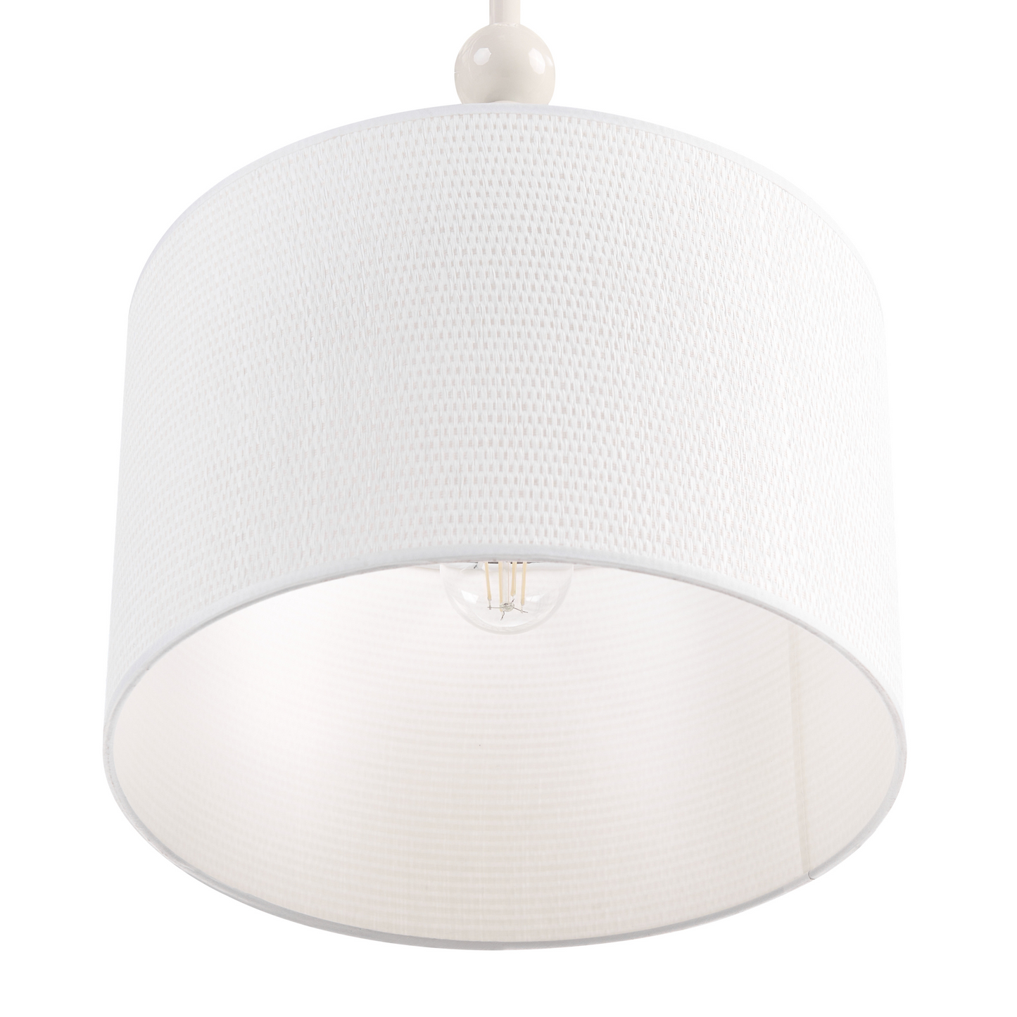 Pendant Lamp White Iron Drum Shade Mid Century Modern