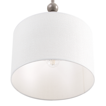 Pendant Lamp Beige Iron Drum Shade Mid-Century Modern