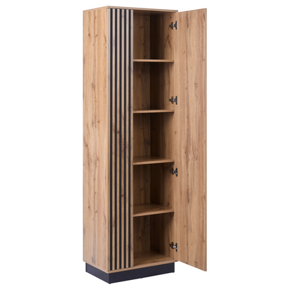 UrbanNest Tall 2 Door Brown Wardrobe With Push Open Fluted Front