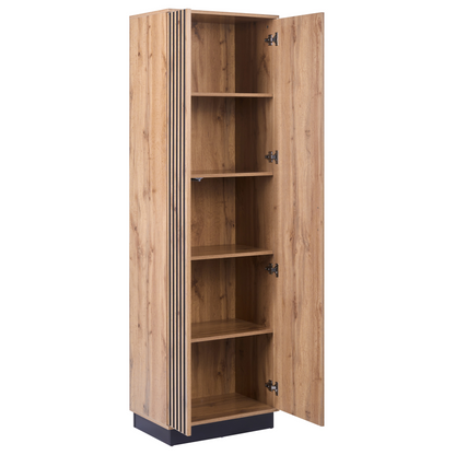 UrbanNest Tall 2 Door Brown Wardrobe With Push Open Fluted Front