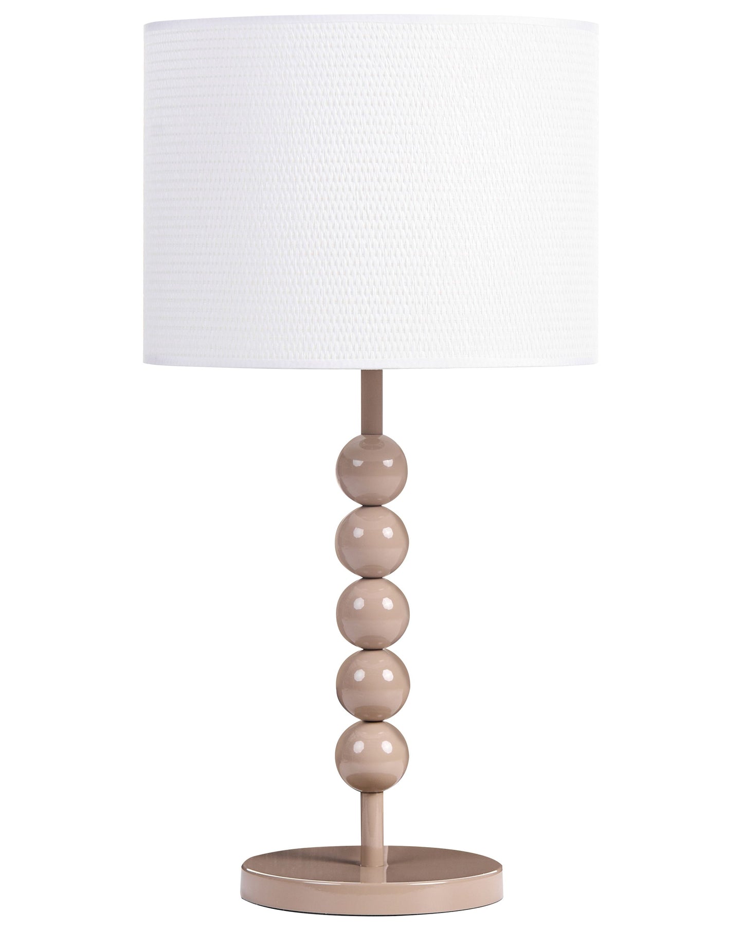 Table Lamp Beige Iron Drum Shade Mid Century Modern