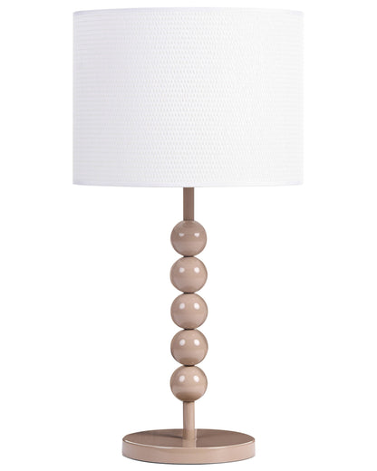 Table Lamp Beige Iron Drum Shade Mid Century Modern