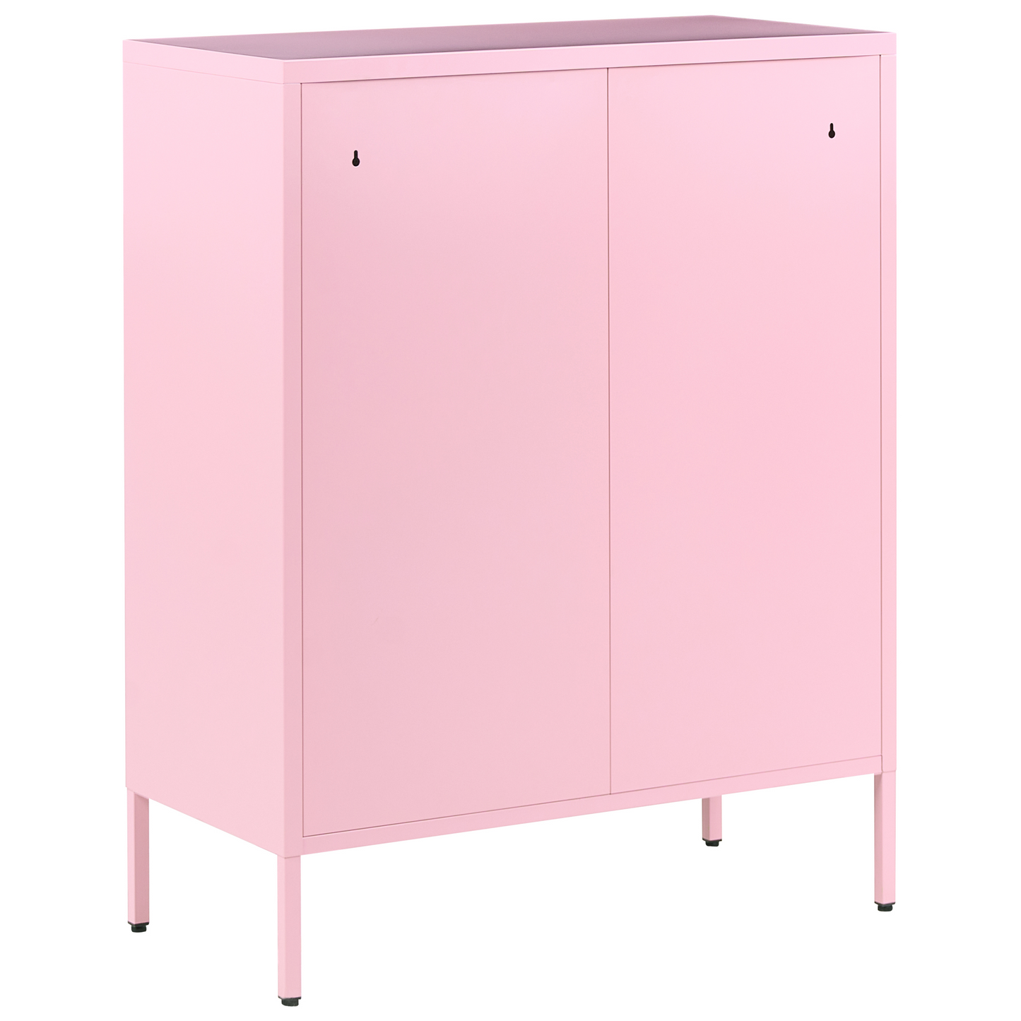 Office Cabinet Pink Two Doors Three Shelves Perforated Industrial Sideboard for Living Room and Home Office
